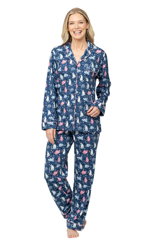 Navy Cat Boyfriend Pajamas