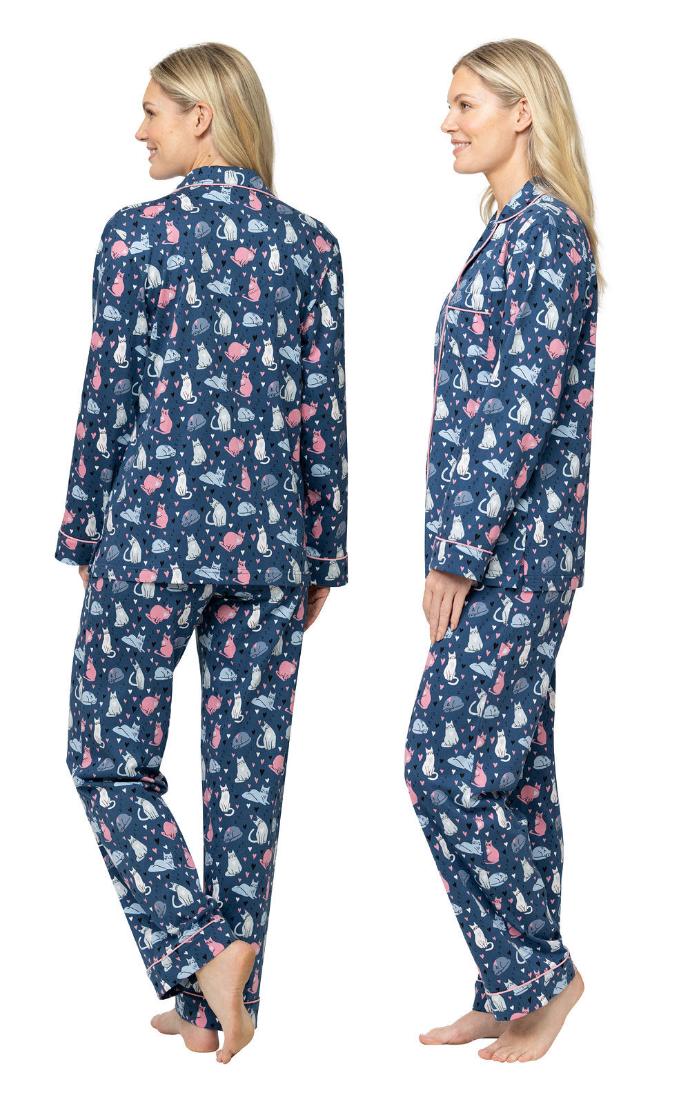 Navy Cat Boyfriend Pajamas