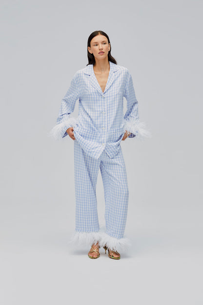 Blue Check Cotton Feather Nightwear