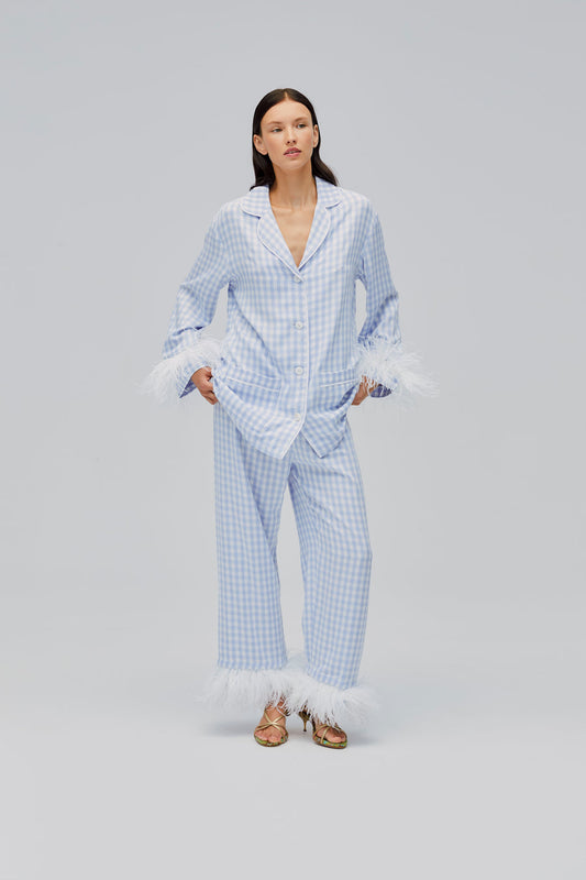 Blue Check Cotton Feather Nightwear