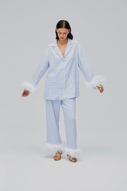 Blue Check Cotton Feather Nightwear
