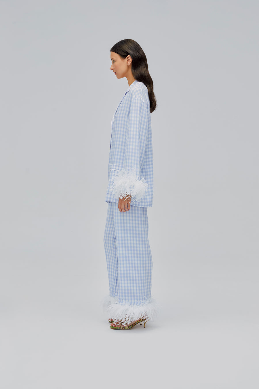 Blue Check Cotton Feather Nightwear