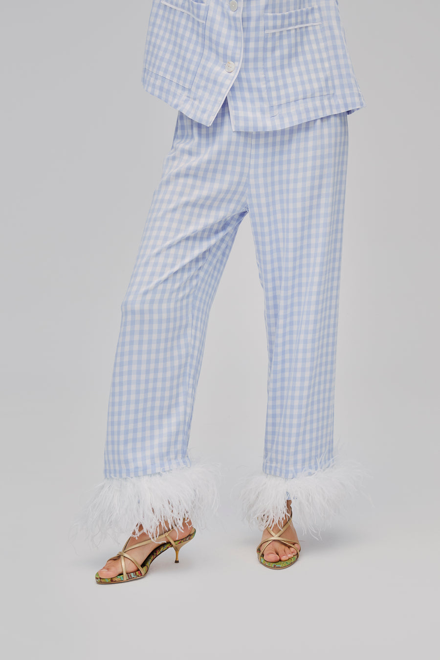 Blue Check Cotton Feather Nightwear