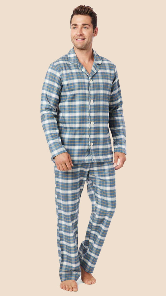 Blue Check Men's Cotton Pajama