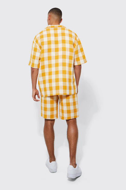 Men  Yellow check coord set
