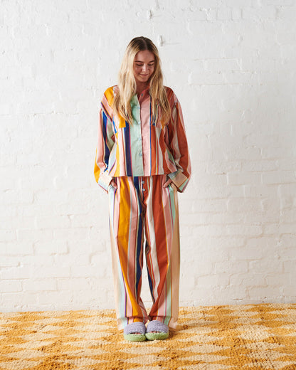 JAIPUR STRIPE TEEN ORGANIC COTTON LONG SLEEVE SHIRT & PANT PYJAMA SET