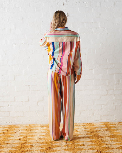 JAIPUR STRIPE TEEN ORGANIC COTTON LONG SLEEVE SHIRT & PANT PYJAMA SET