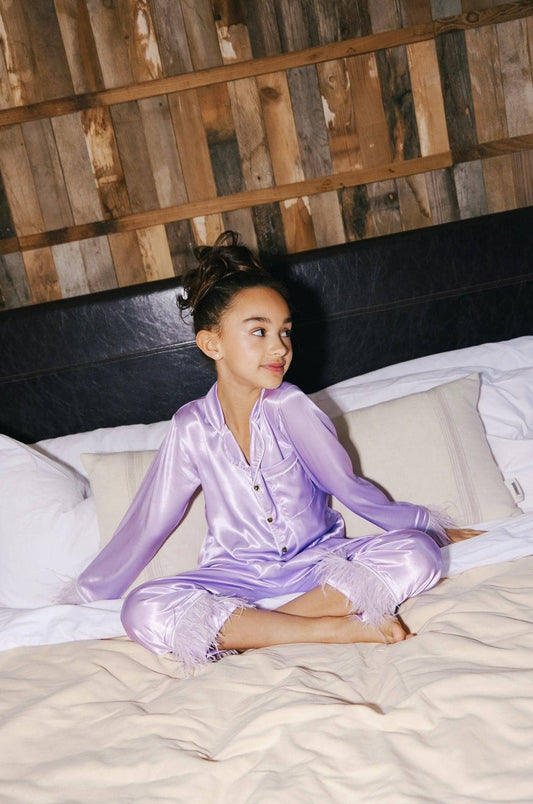 Satin feather kids nightwear