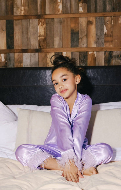 Satin feather kids nightwear