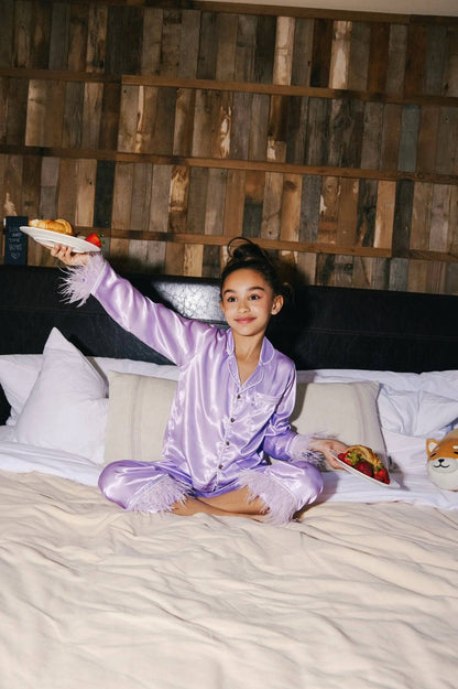 Satin feather kids nightwear