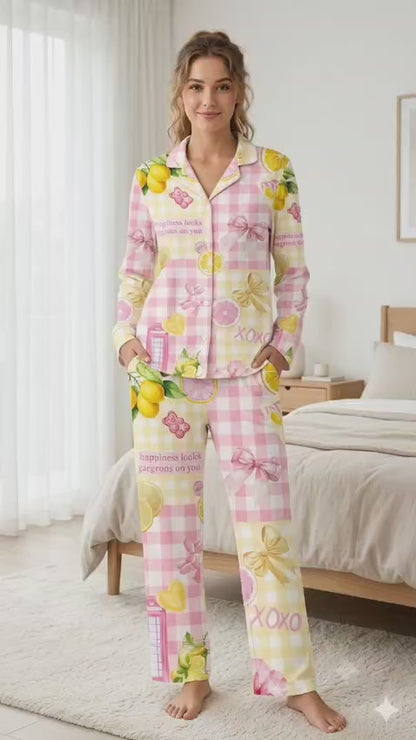 Sweet Lemonade Gingham Pajama Set