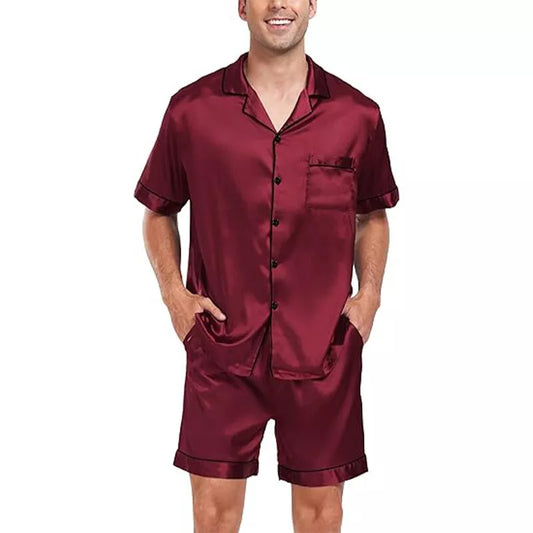 Men Satin Short Red